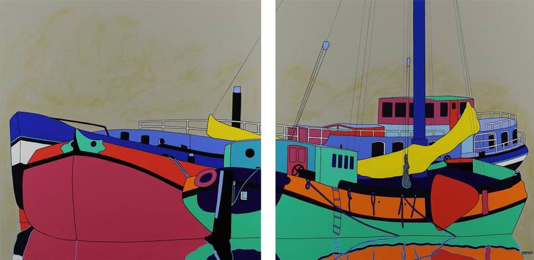 Original Abstract Ship Paintings by Sophia Heeres