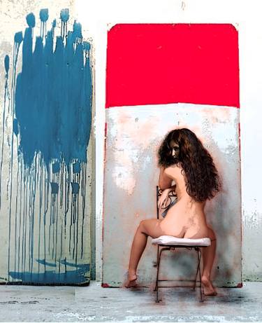 Original Abstract Nude Mixed Media by Mirjana Martinovic