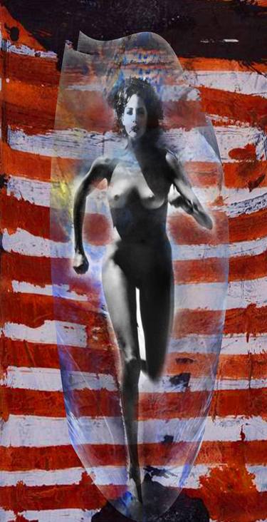 Original Abstract Nude Mixed Media by Mirjana Martinovic