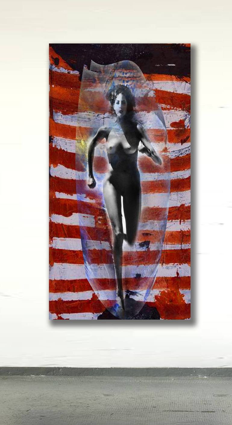 Original Abstract Nude Mixed Media by Mirjana Martinovic