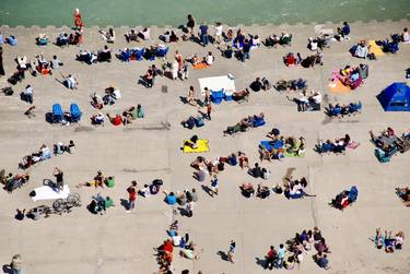 Cement Beach with Yellow Blanket, Lake Michigan Chicago thumb