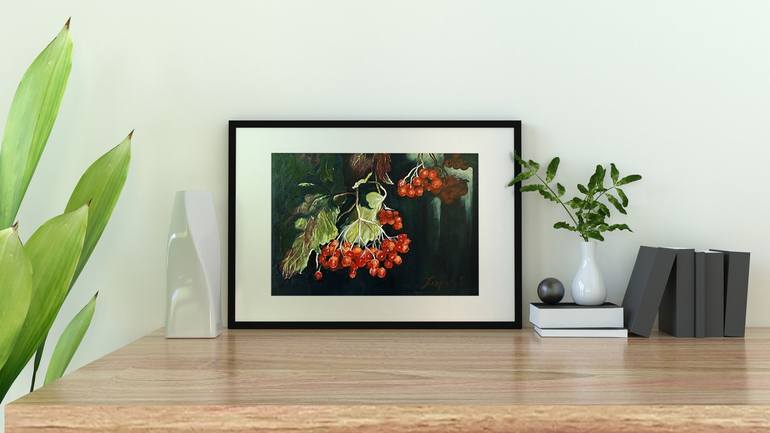 Original red Nature Painting by Elena Khokhryakova