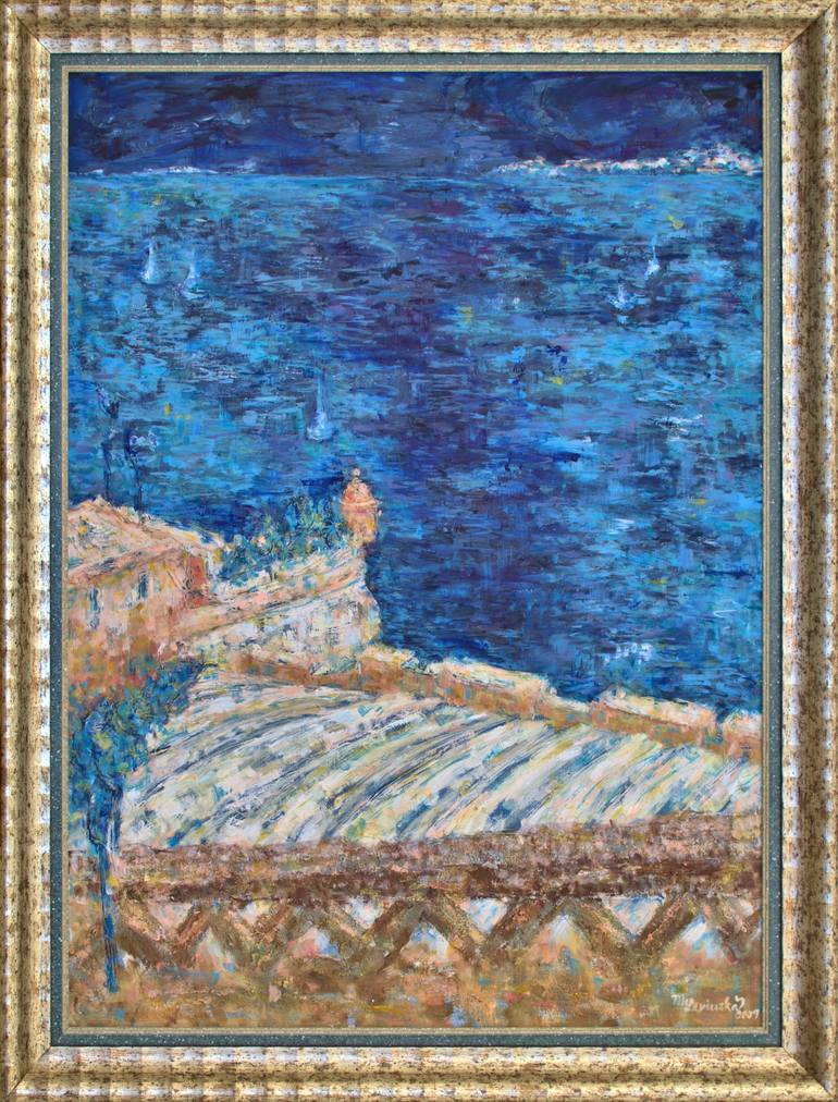 Original Impressionism Seascape Painting by Marcela Levinska Borecka - Marilion