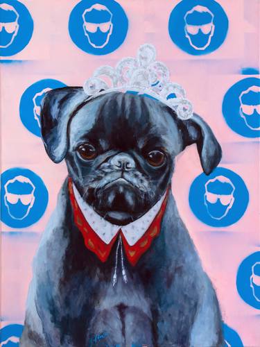 Original Figurative, Portraiture, Pop Art, Modern Dogs Painting by Susana Infurna Buscarino