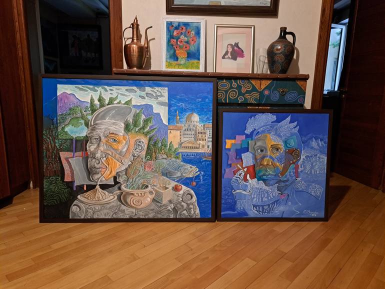 Original Surrealism People Painting by Ramaz Razmadze