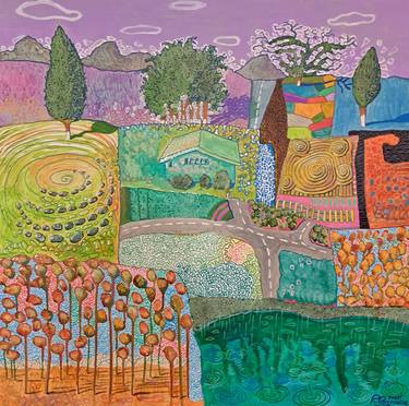Original Art Nouveau Landscape Painting by Ramaz Razmadze