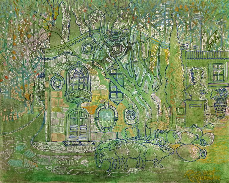 Original Architecture Painting by Ramaz Razmadze | Contemporary Art on Canvas | Provincial Town