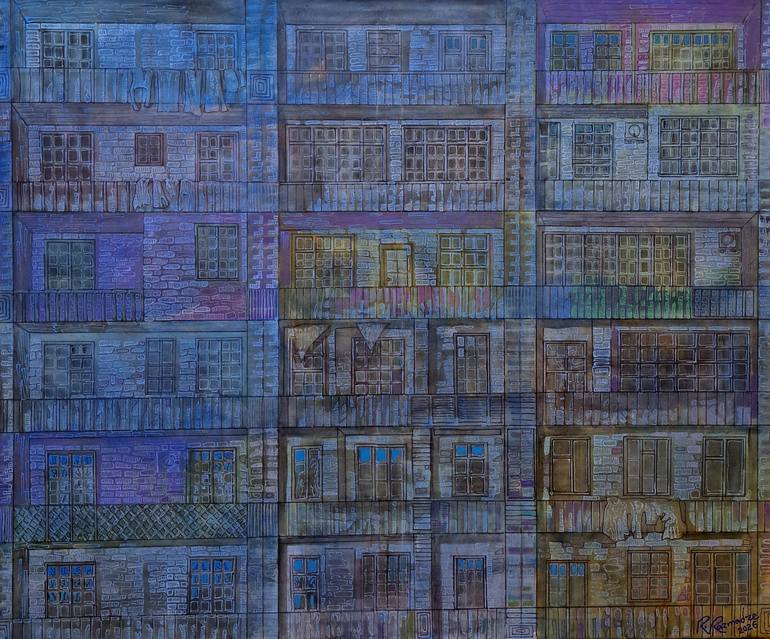 Original Architecture Painting by Ramaz Razmadze | Contemporary Art on Canvas | Block