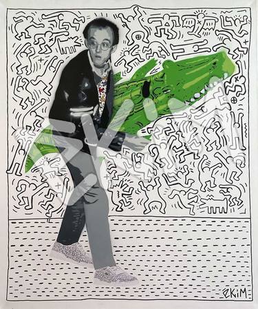 Keith Haring with Inflatable Crocodile Street Art Homage thumb