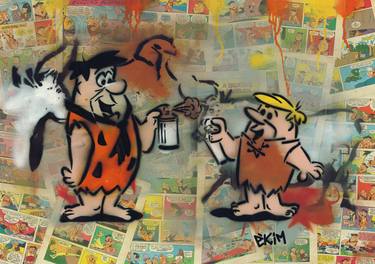 The Flintstones Street Art At Lascaux thumb