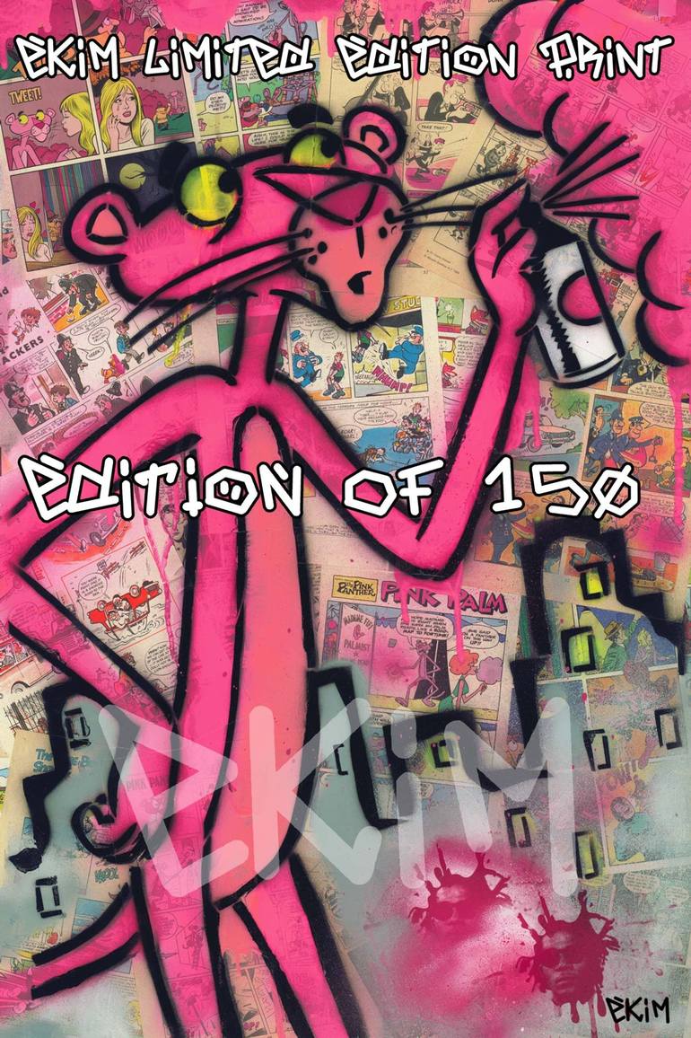 Original Pink Panther Painting the Pink Panther Pop Art 