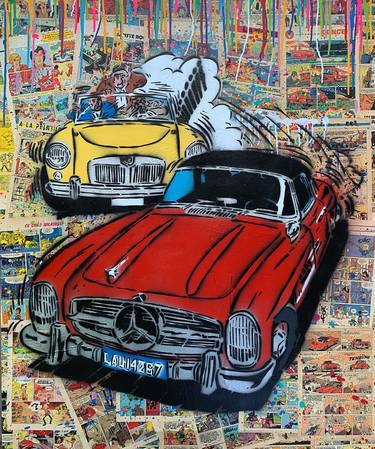 Ric Hochet Mercedes / MGA Car Chase Street Art thumb