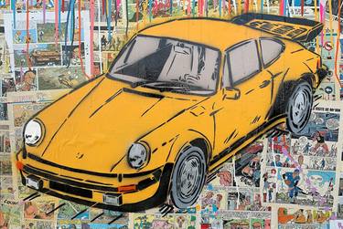 Ric Hochet Porsche 911 Yellow Street Art thumb