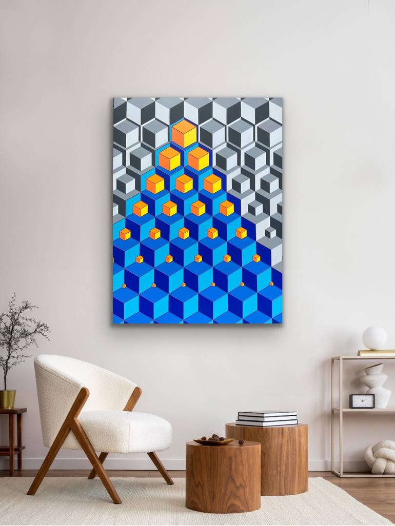 Original Abstract Geometric Mixed Media by Kat Hernden