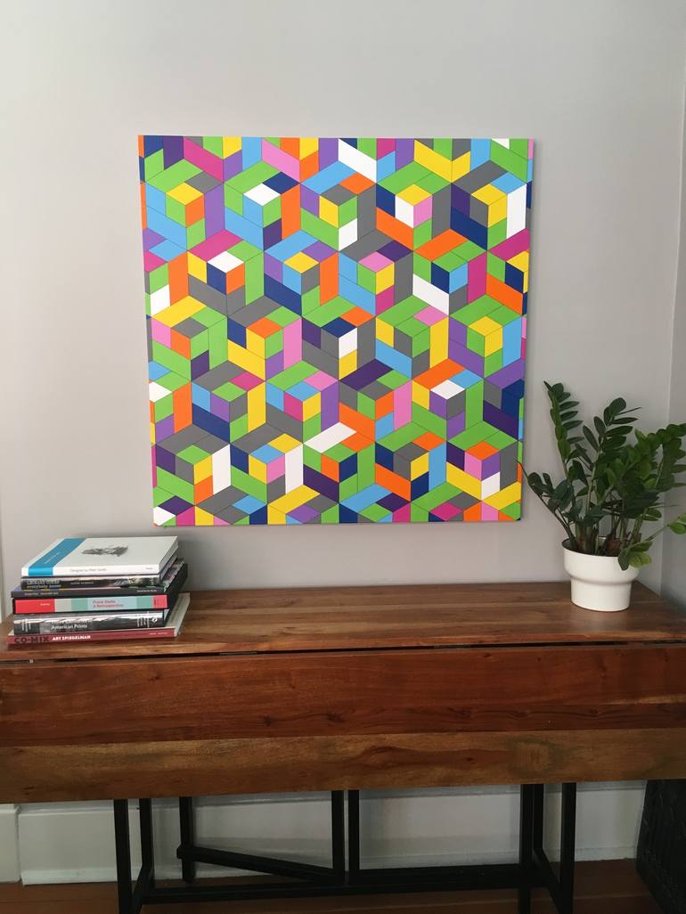 Original Abstract Geometric Painting by Kat Hernden