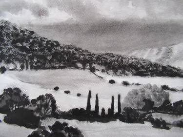 Original Landscape Drawing by Glenda Fell Jones