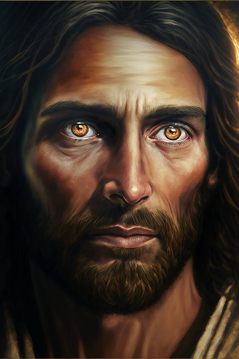 Portrait of Jesus Christ with eyes close up. Religion concept