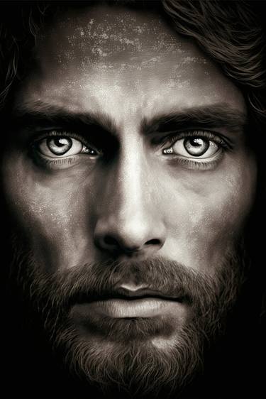 Portrait of Jesus Christ with eyes close-up. Religion concept. thumb