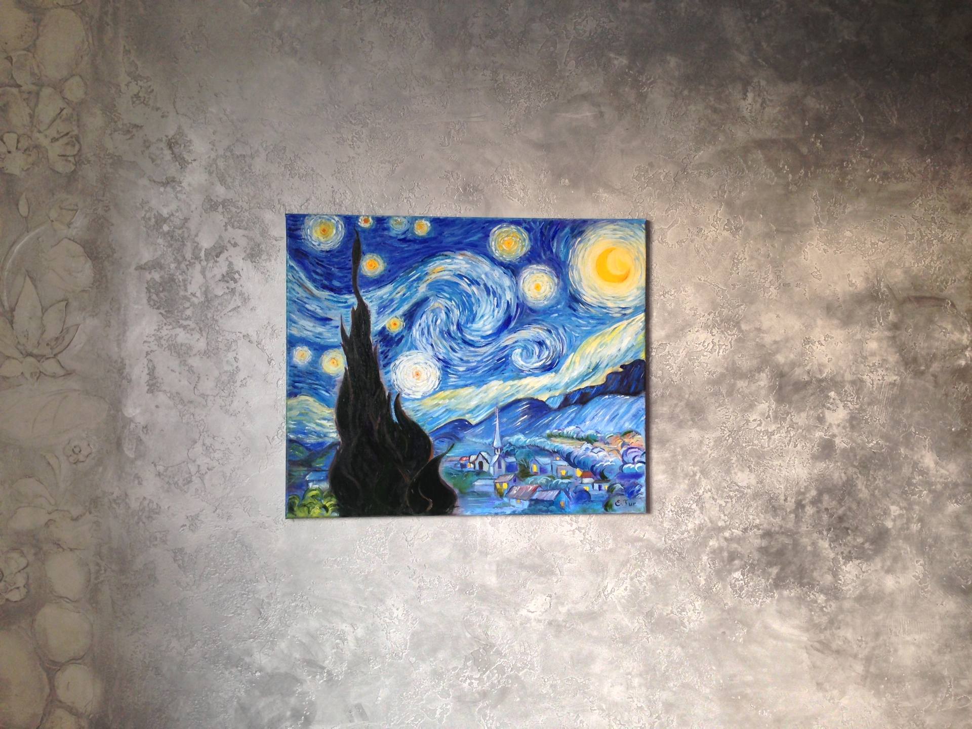 The Starry Night Van Gogh / copy Painting by Edyge Turlybekov 
