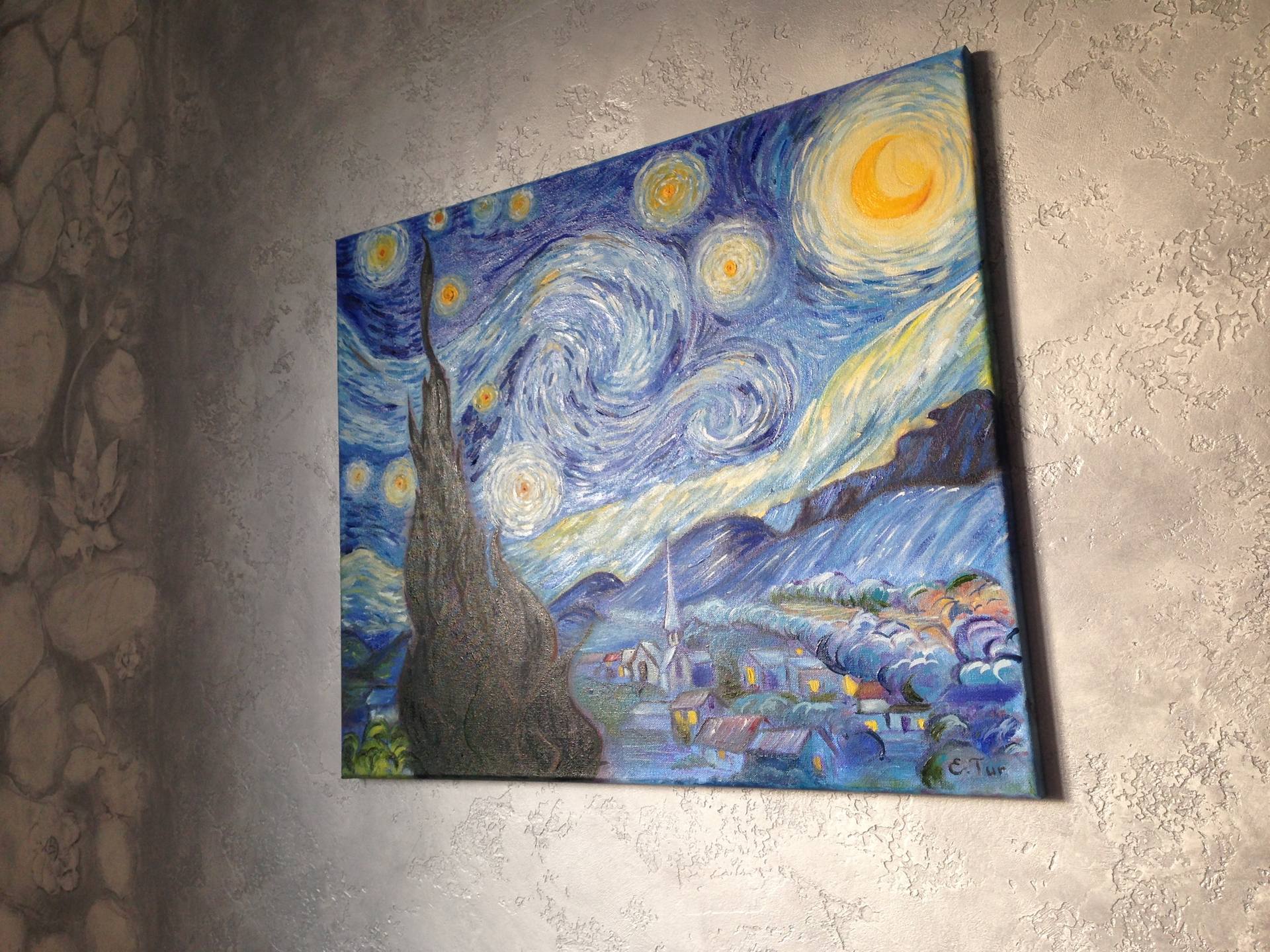 The Starry Night Van Gogh / copy Painting by Edyge Turlybekov 