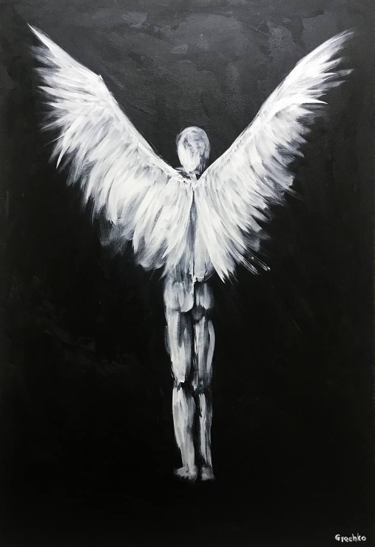 guardian angel drawings black and white