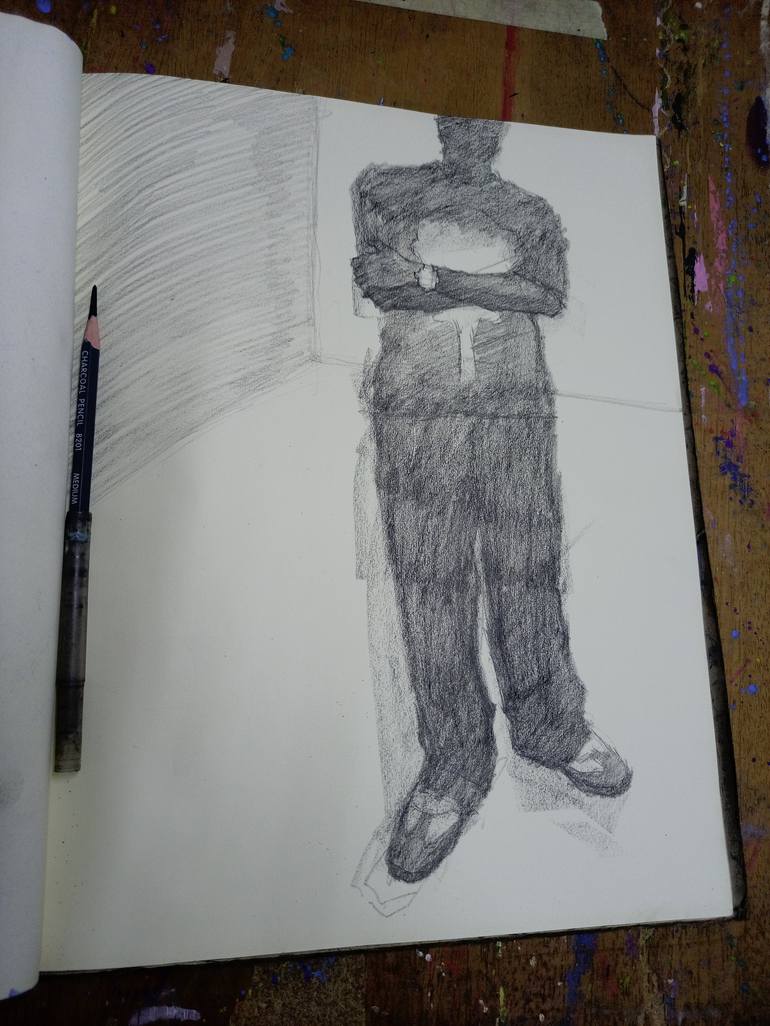 Original Realism Portrait Drawing by Paul Ogunlesi