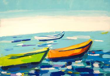 Original Abstract Boat Paintings by Masha Potapenkova