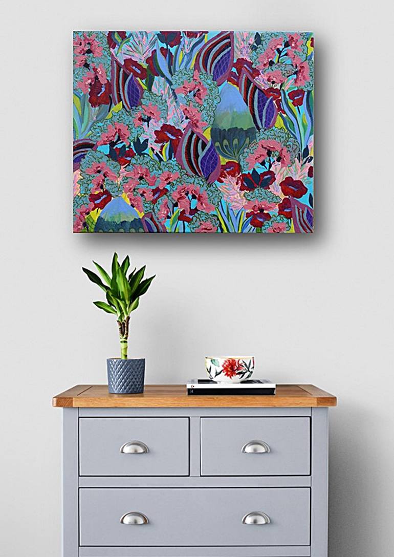 Original Abstract Floral Painting by Marinela Puscasu