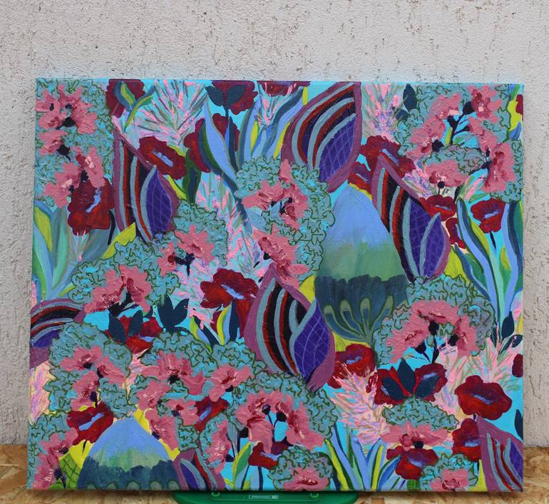 Original Abstract Floral Painting by Marinela Puscasu