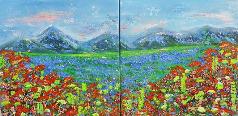 Original Abstract Landscape Painting by Marinela Puscasu
