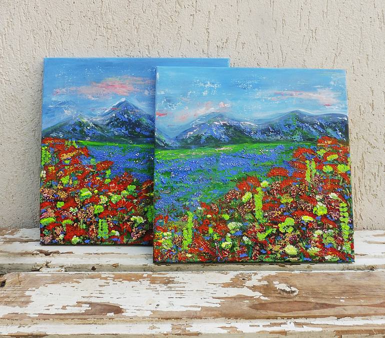 Original Abstract Landscape Painting by Marinela Puscasu