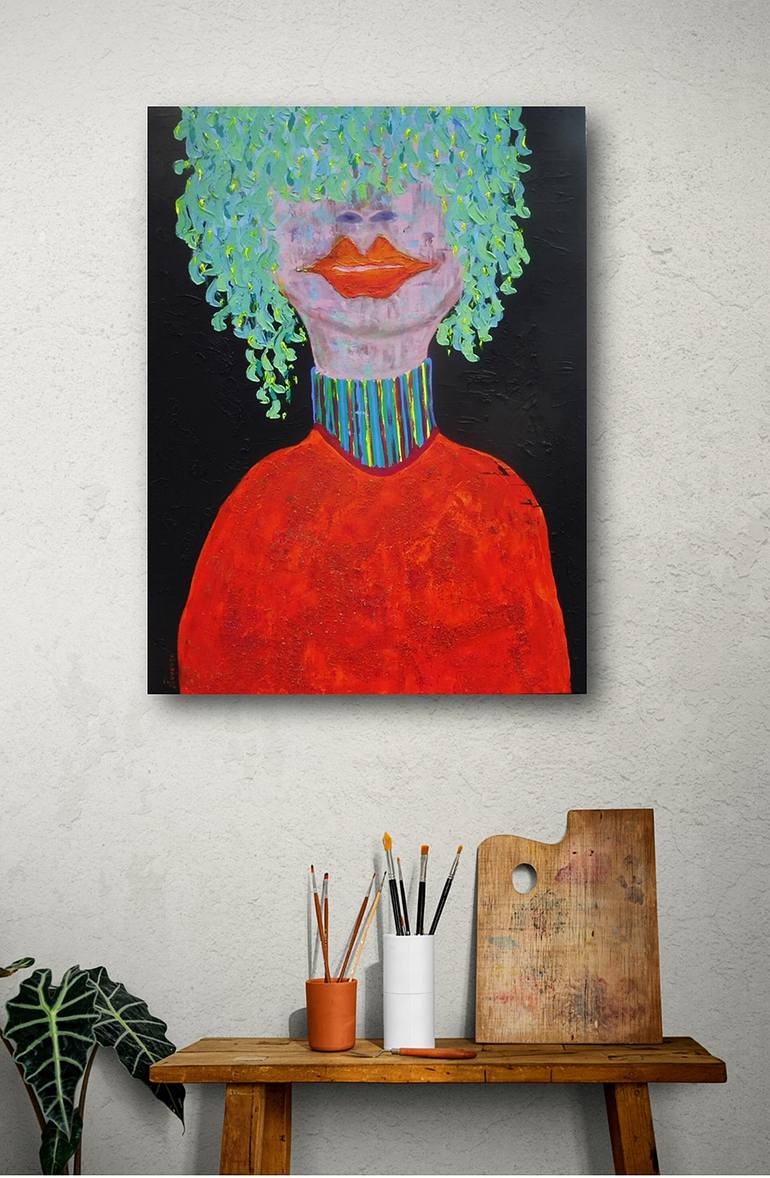 Original Abstract People Painting by Marinela Puscasu