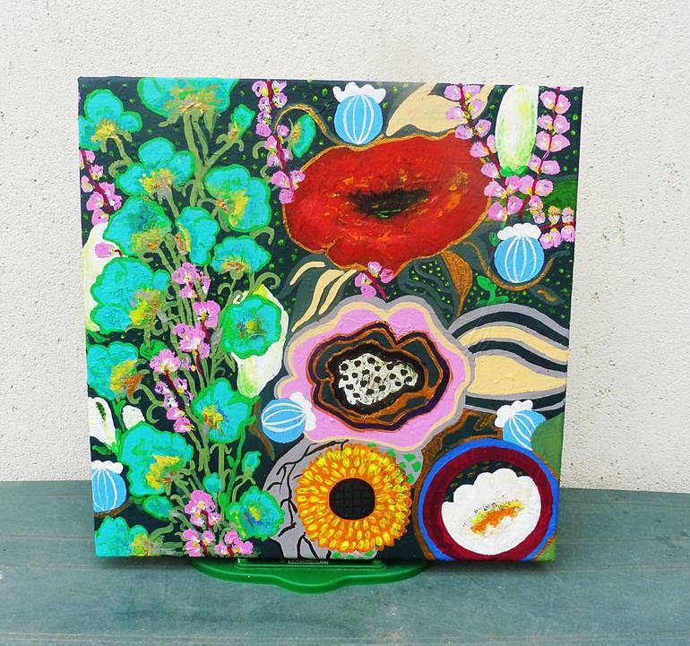 Original Abstract Floral Painting by Marinela Puscasu