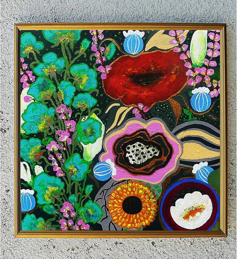 Original Abstract Floral Painting by Marinela Puscasu