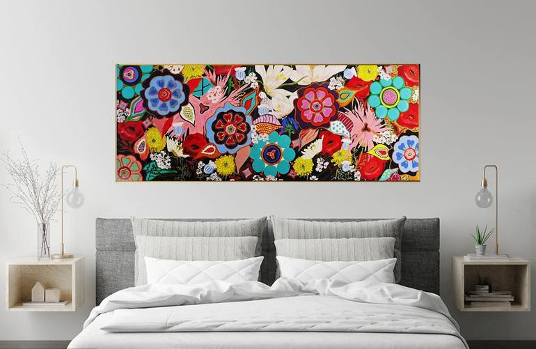 Original Abstract Floral Painting by Marinela Puscasu