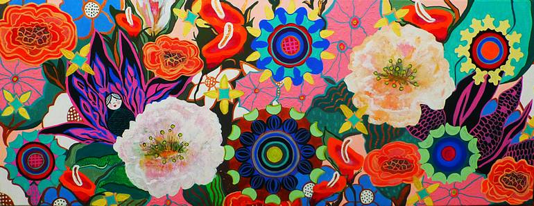 Original Abstract Floral Painting by Marinela Puscasu