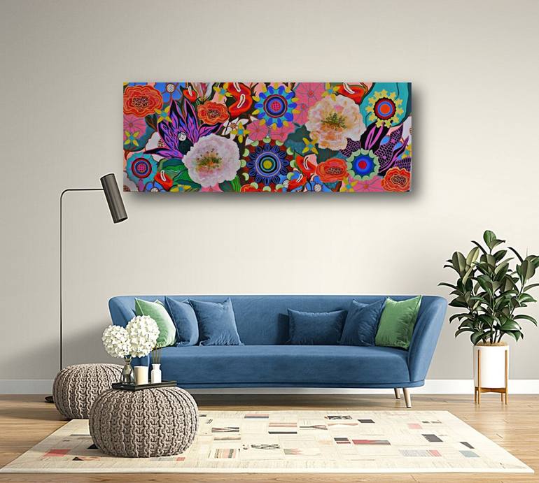 Original Abstract Floral Painting by Marinela Puscasu