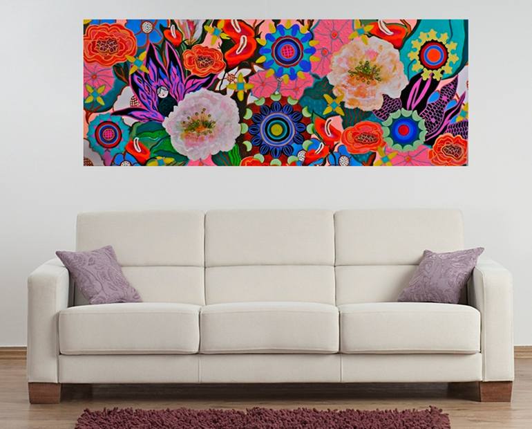 Original Abstract Floral Painting by Marinela Puscasu
