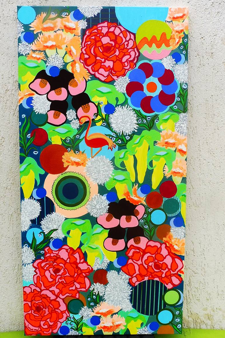 Original Abstract Floral Painting by Marinela Puscasu
