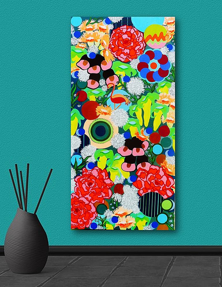 Original Abstract Floral Painting by Marinela Puscasu