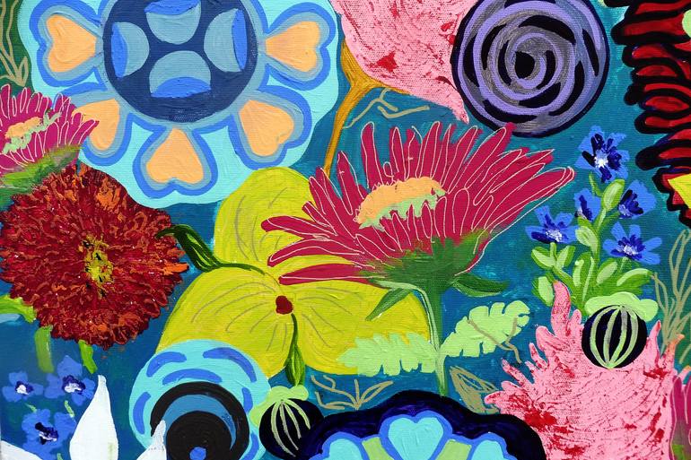 Original Abstract Floral Painting by Marinela Puscasu