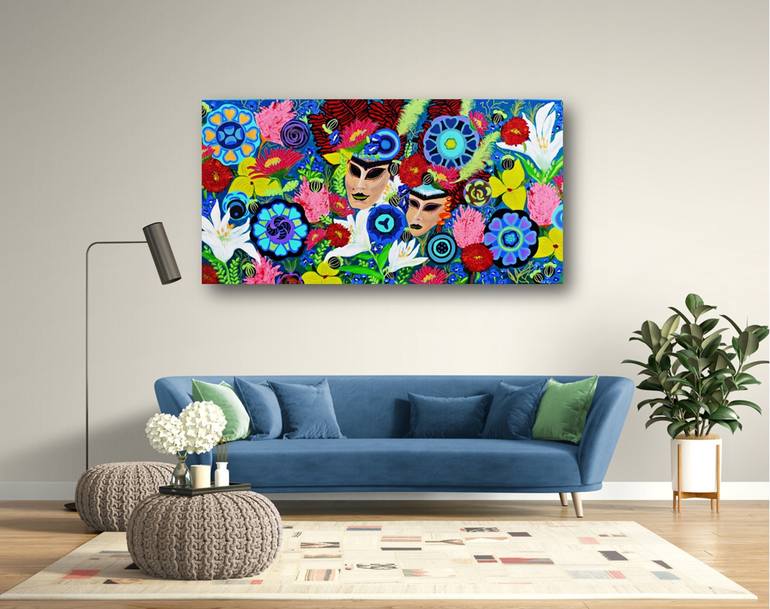 Original Abstract Floral Painting by Marinela Puscasu