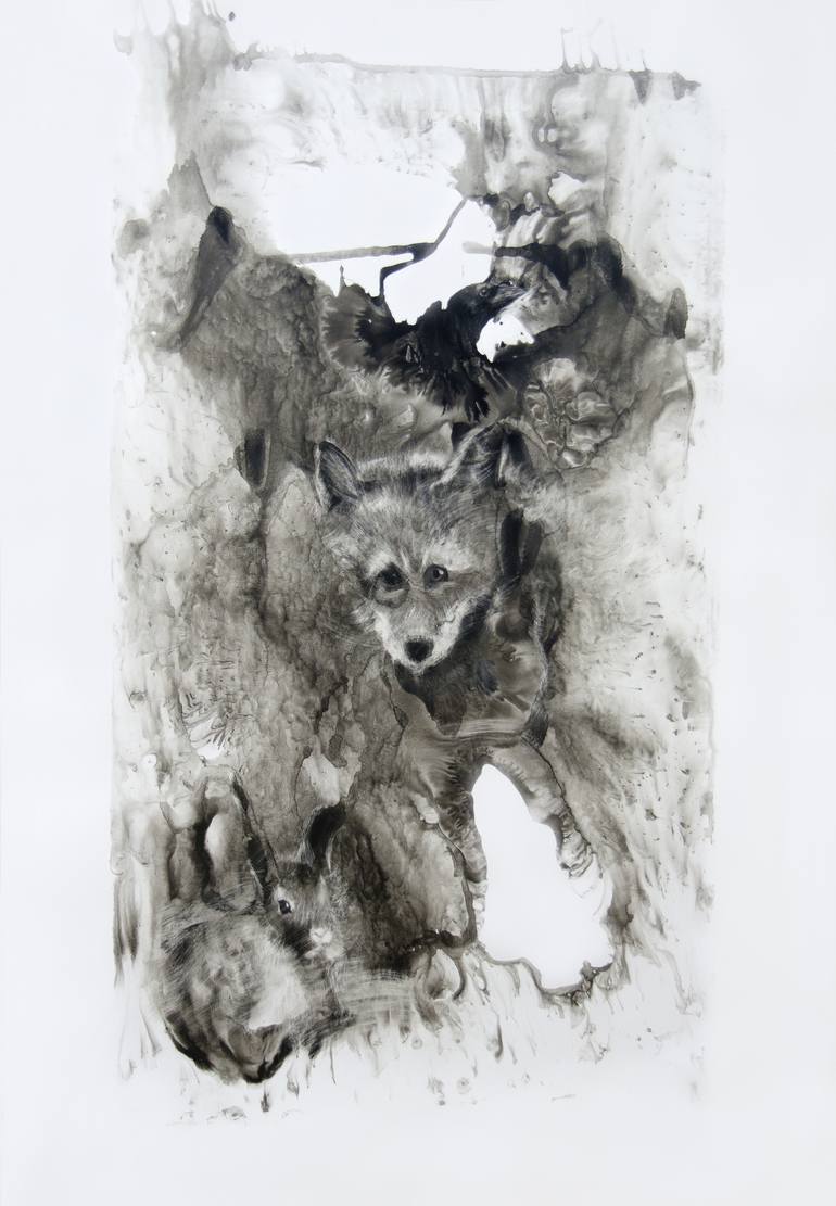 A fox and other creatures Drawing by Oleksandr Naumiuk | Saatchi Art