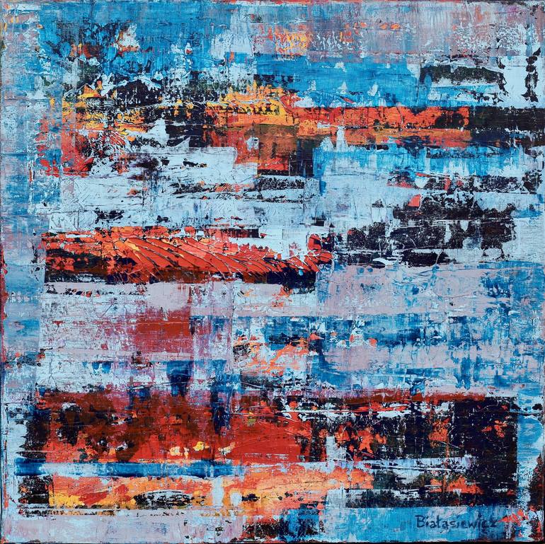 Red And Blue Abstract Painting By Kasia Bialasiewicz 