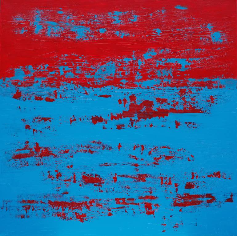 red and blue abstract painting