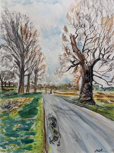 Ancient Oak Tree by road, Richmond Park, Mar 2023 thumb