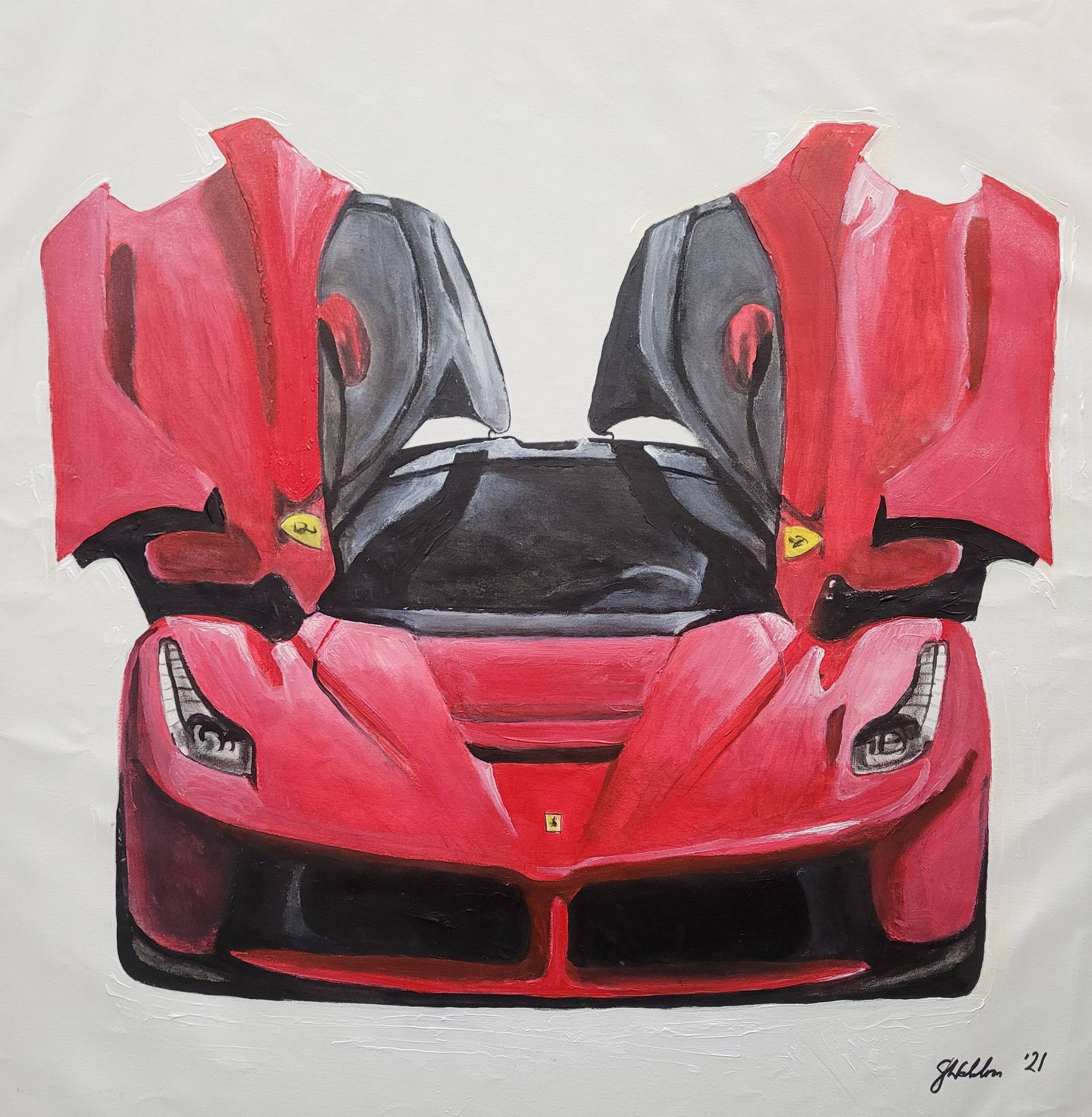 Ferrari LaFerrari, front, doors open, 2016. Painting by Gavin