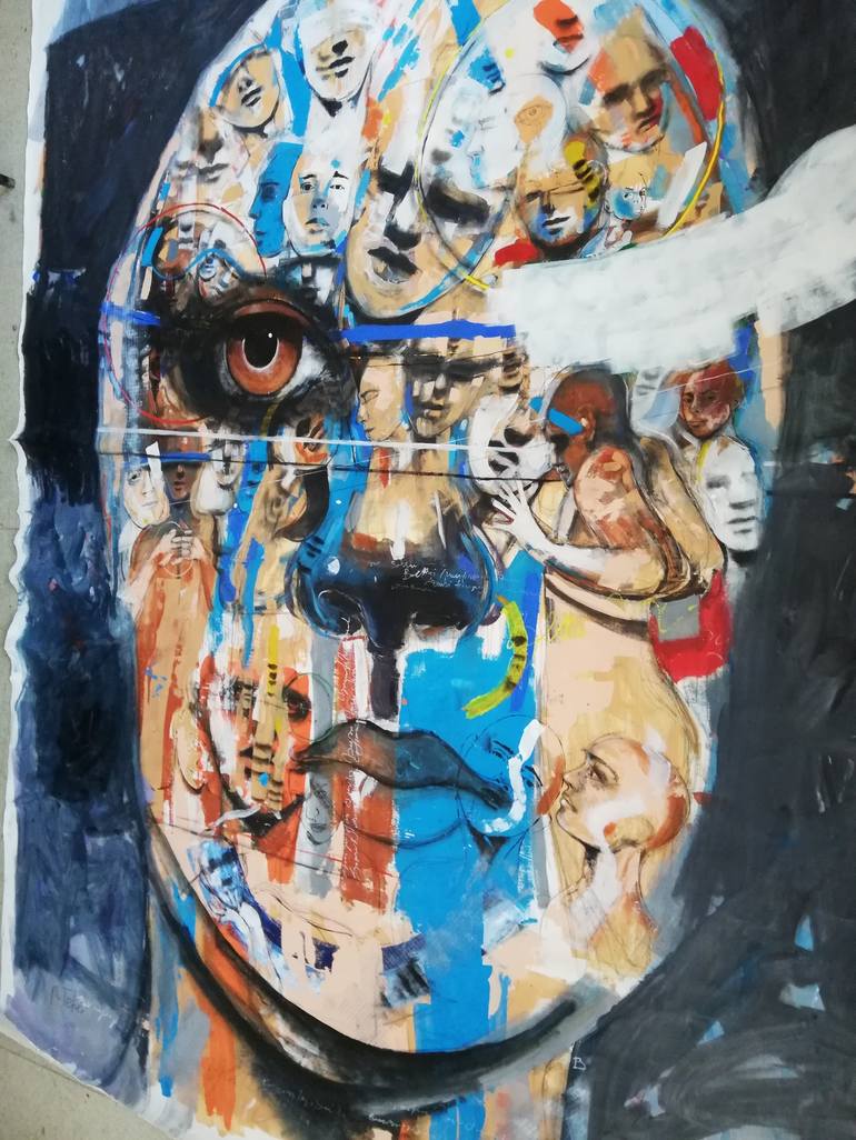 Original Abstract Portrait Painting by Muslum Teke