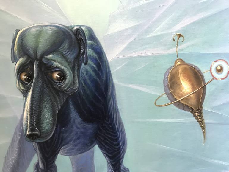 Original Realism Dogs Painting by Guennadi Kalinitchenko
