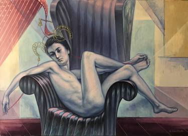 Original Art Deco Nude Paintings by Guennadi Kalinitchenko